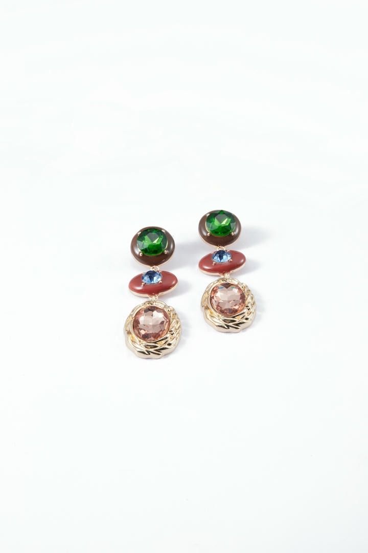 Colored stones dropped earrings