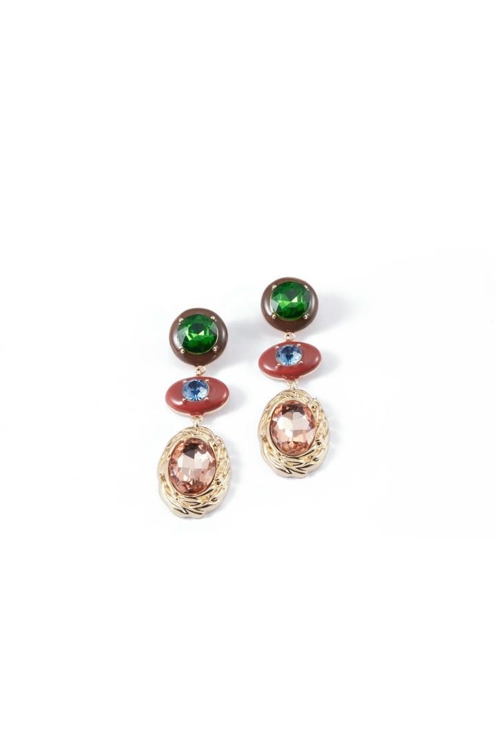 Colored stones dropped earrings