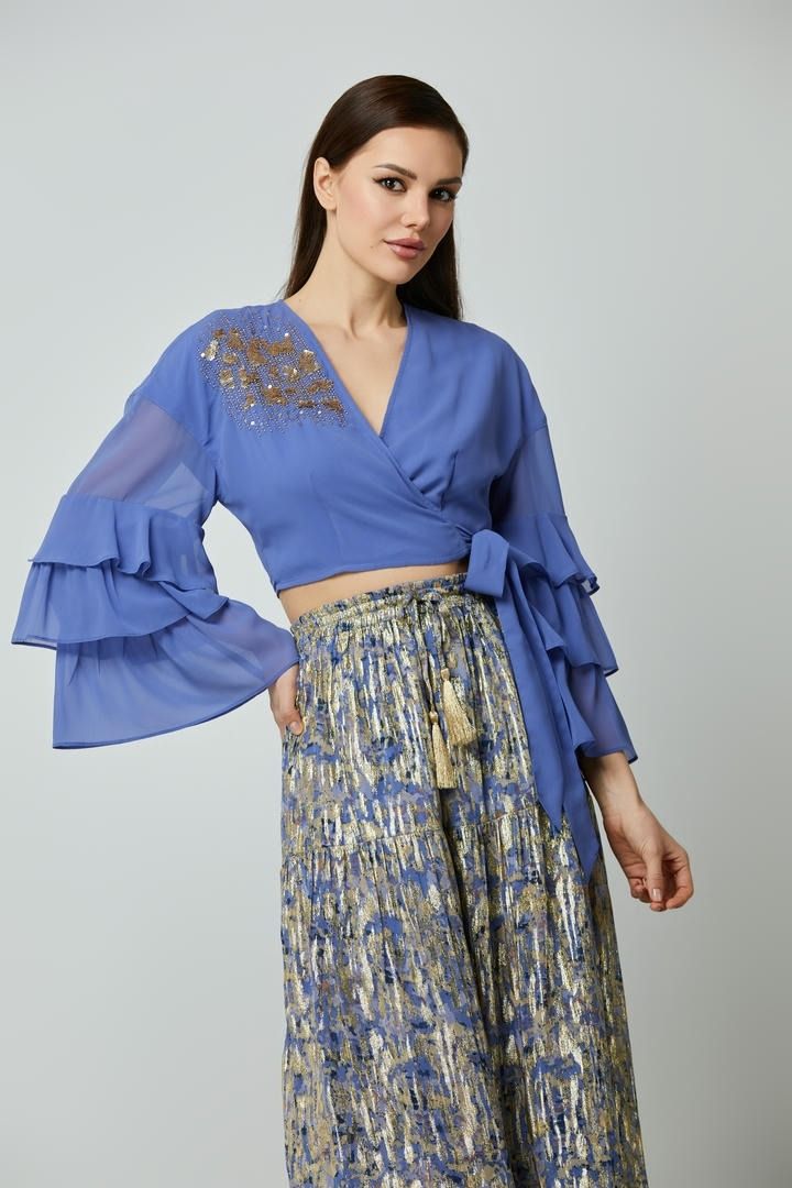 Golden Grace Wrap Blouse