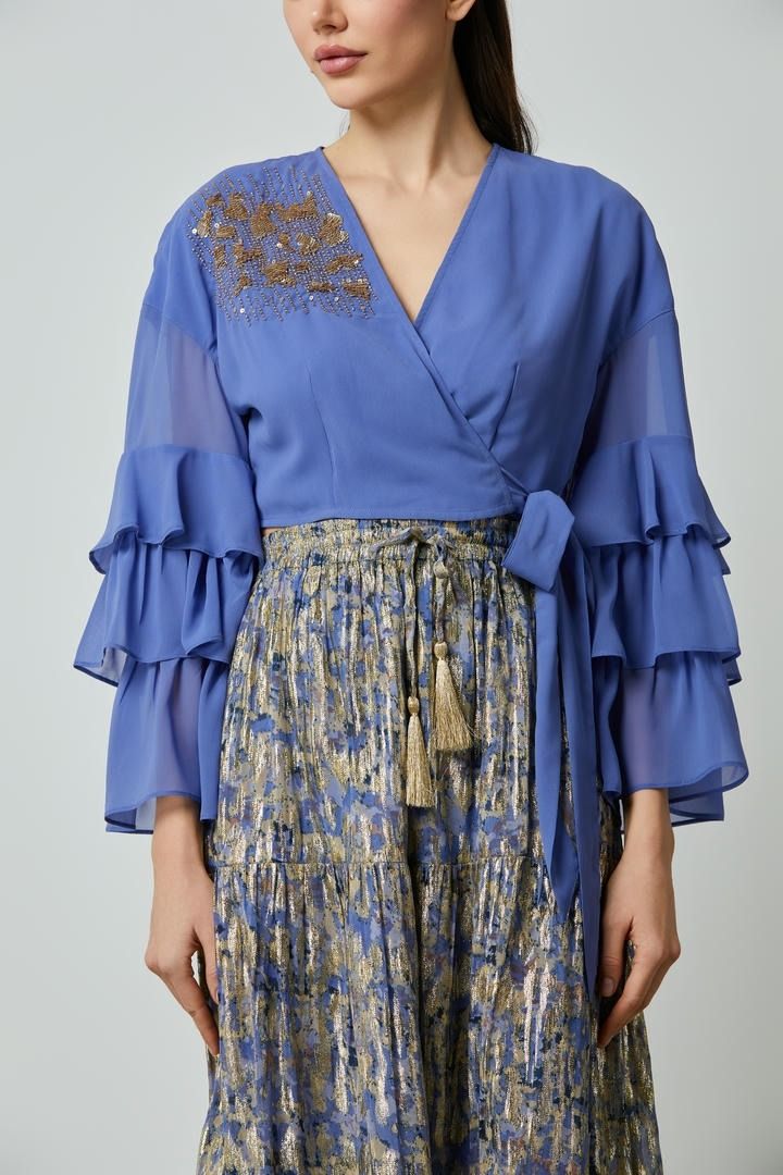 Golden Grace Wrap Blouse