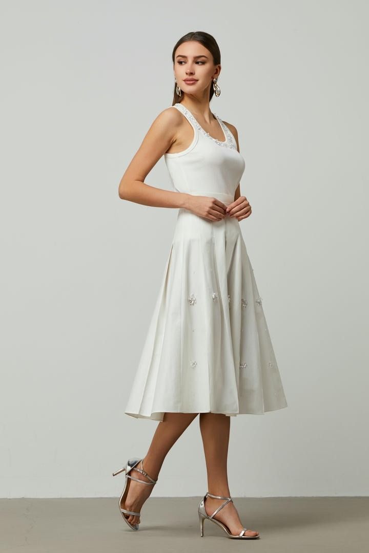 Beads embellishment A-line skirt