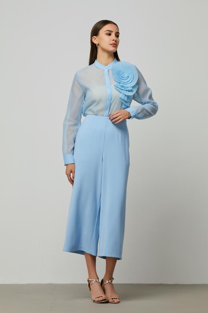 rose details organza blouse