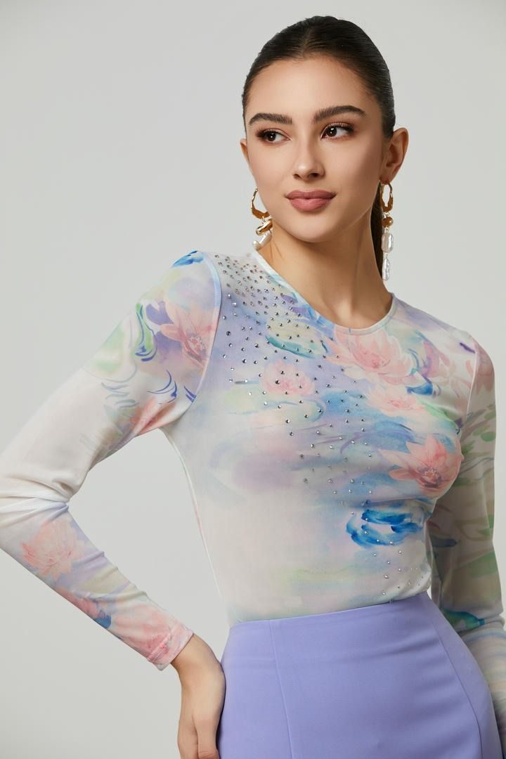 mix print bodysuit top