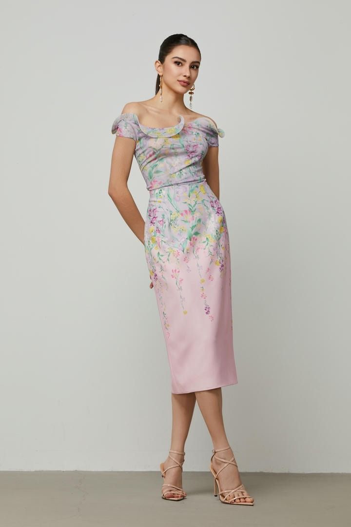 Pencil floral print skirt