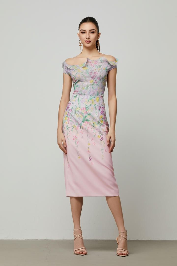 Pencil floral print skirt