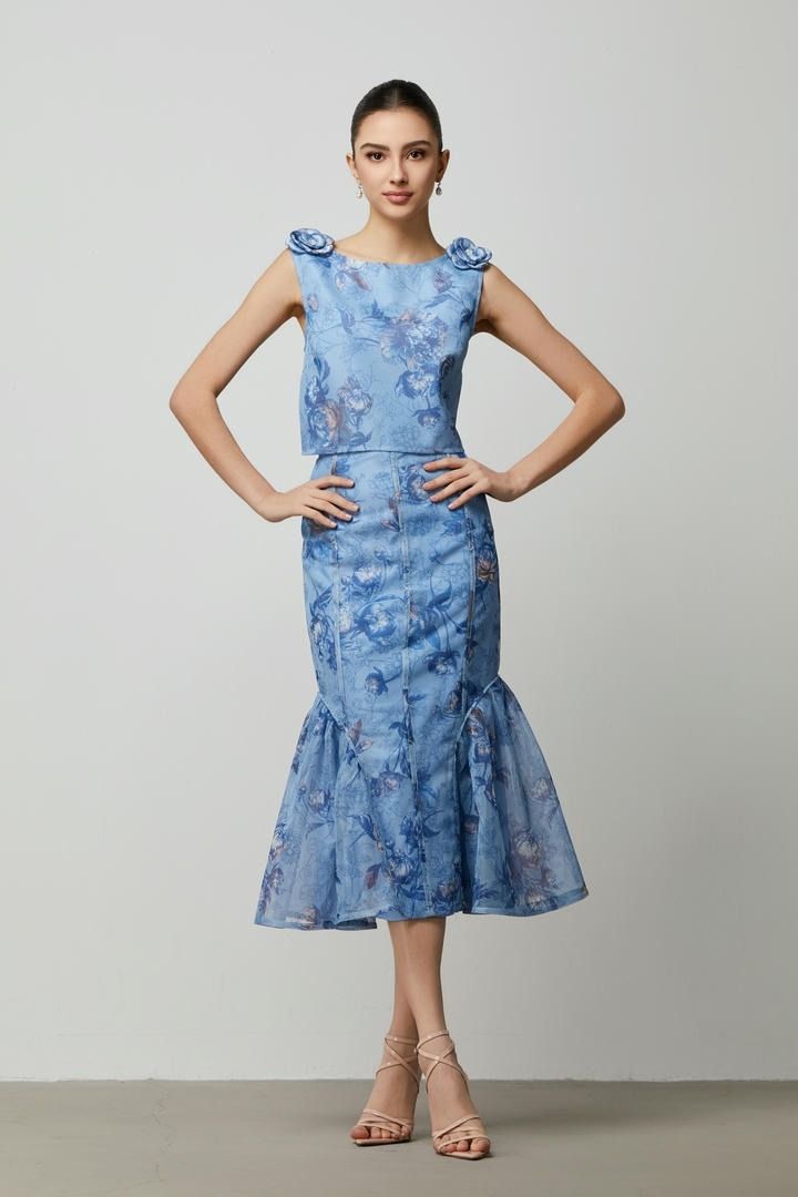 mix print peplum skirt