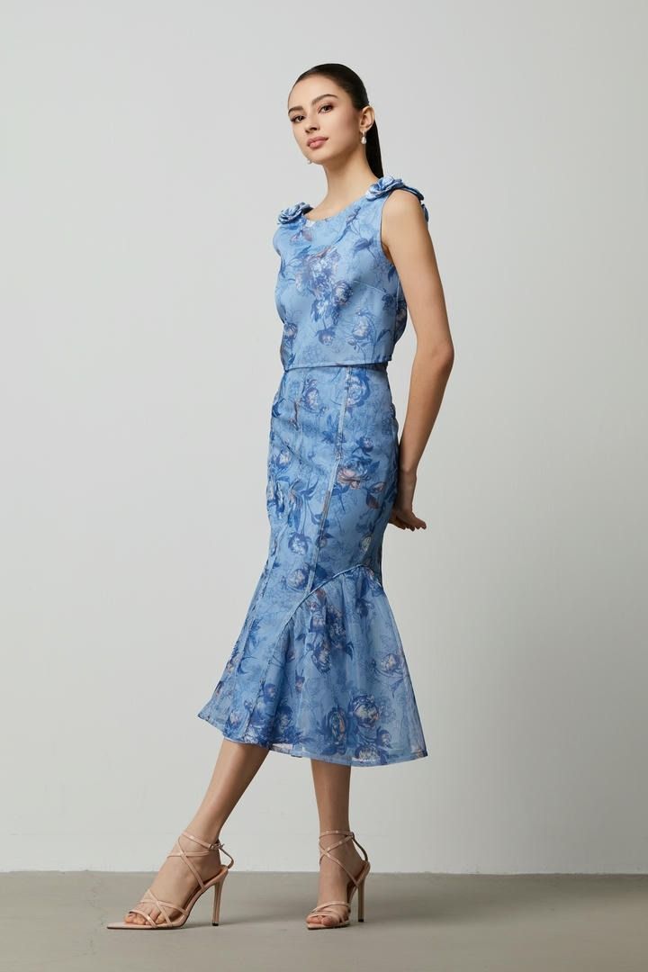 mix print peplum skirt