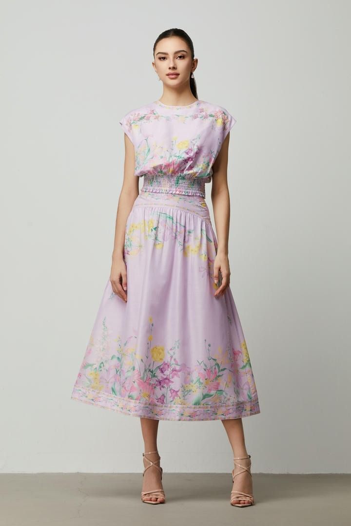A-line floral skirt