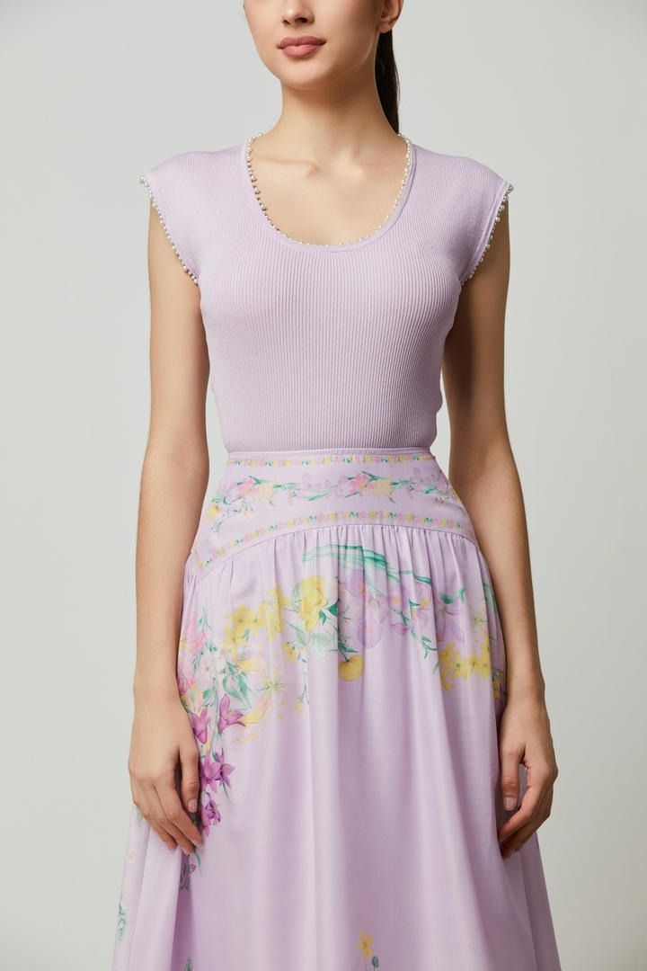 pearl details knitted top