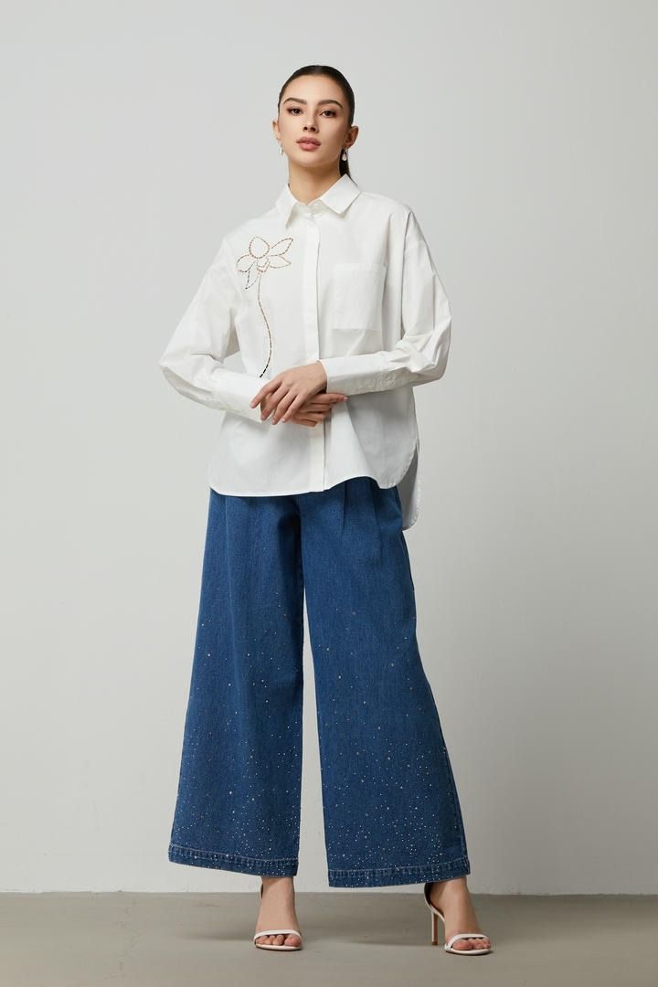flower embroidery shirt
