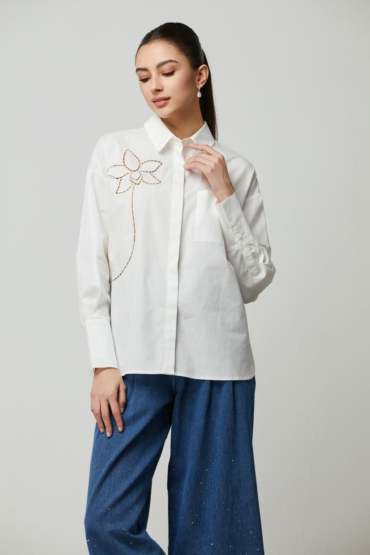 flower embroidery shirt