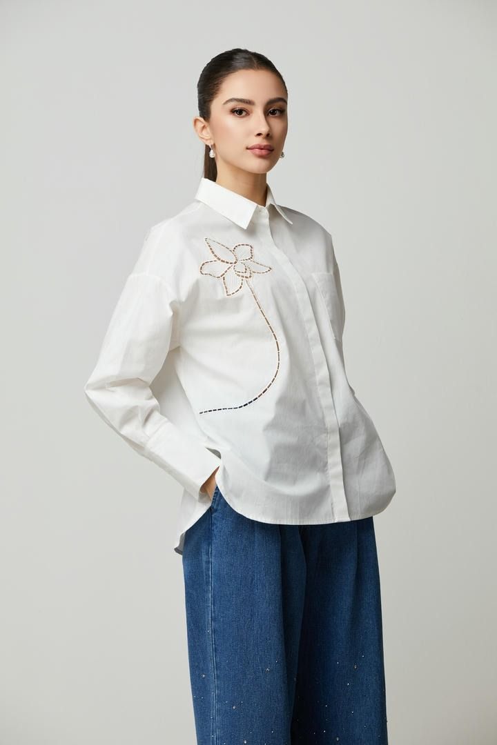 flower embroidery shirt
