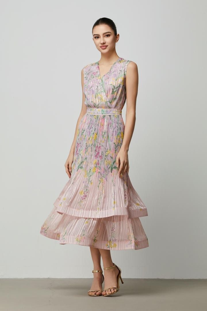 chiffon stripped floral dress