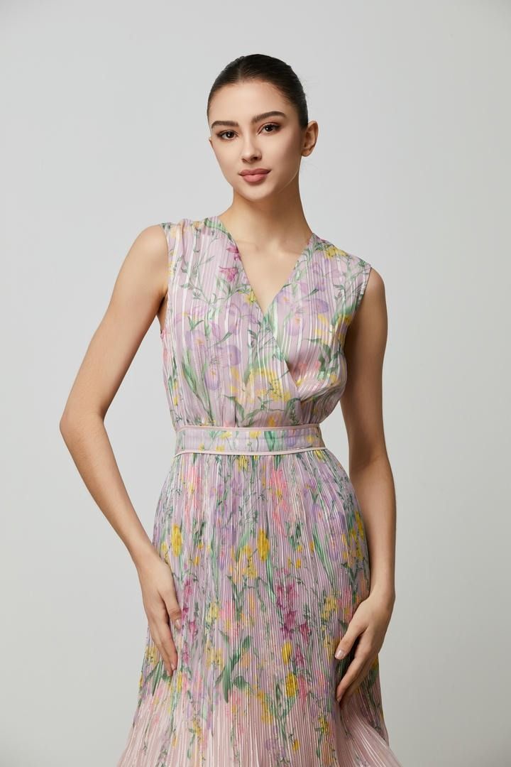 chiffon stripped floral dress