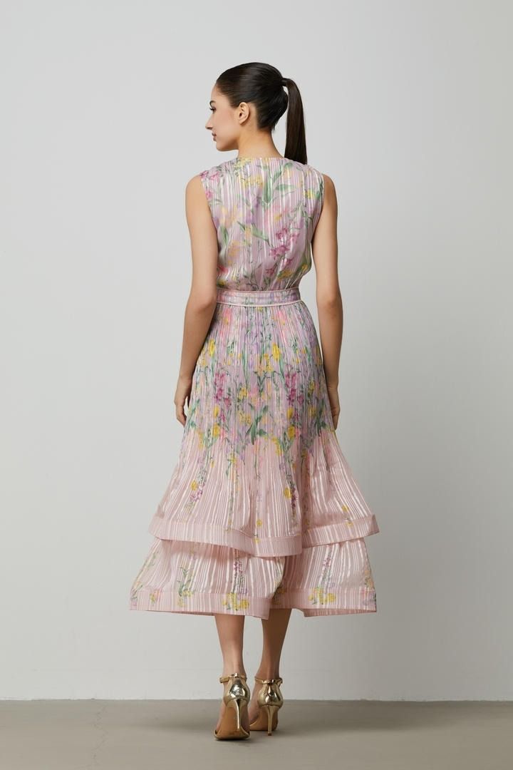 chiffon stripped floral dress