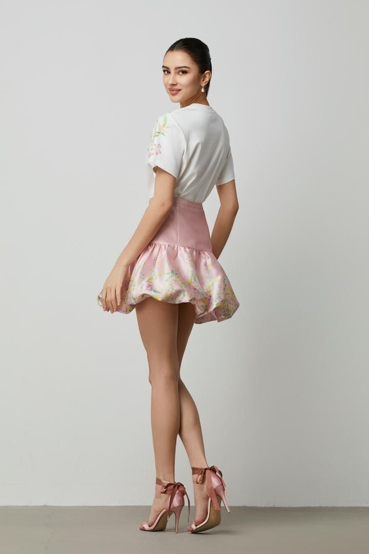 puffed hem mini skirt