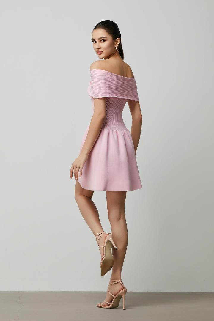 Pink Bow Detail Knitted Dress