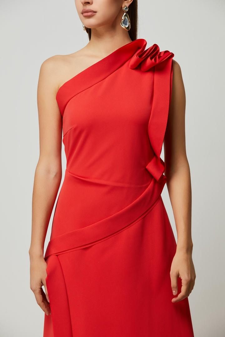 Red Single Shoulder Dress
