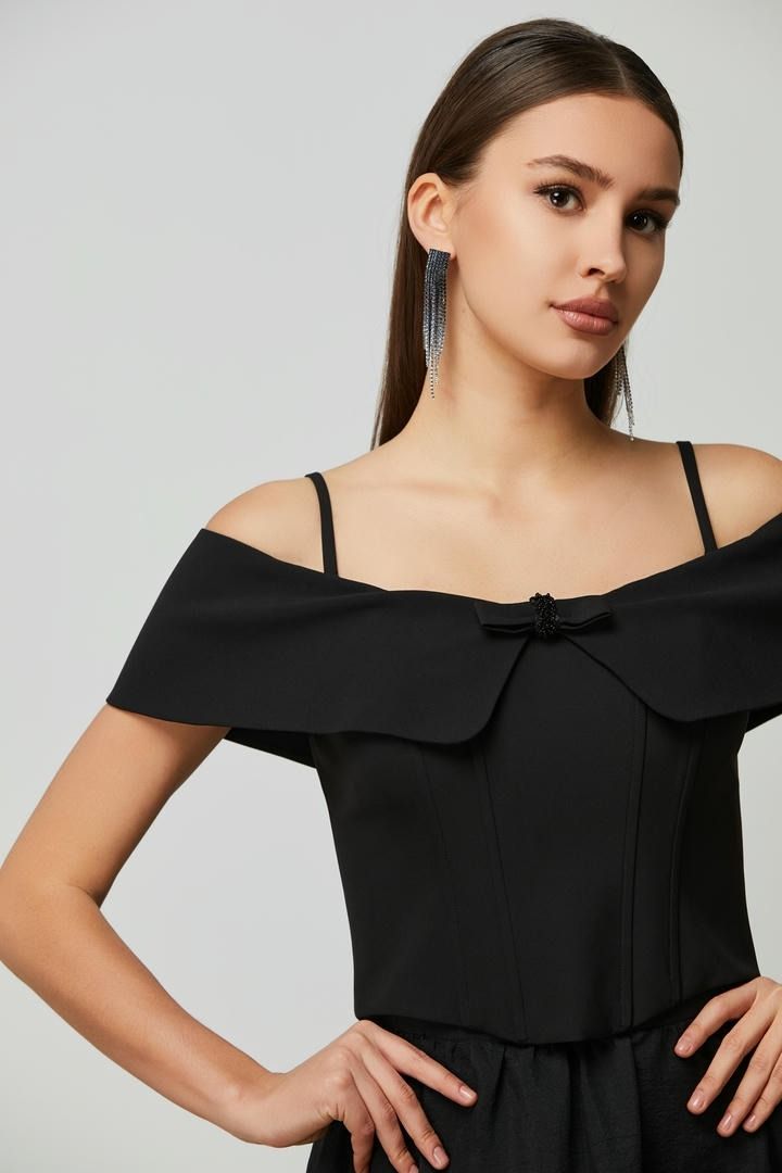 off-shoulder beading details top