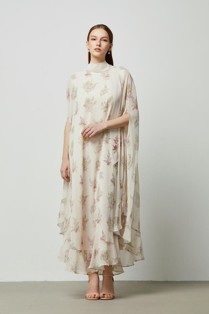 Beaded Scarf Printed Kaftan
