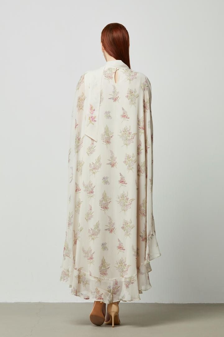 Beaded Scarf Printed Kaftan