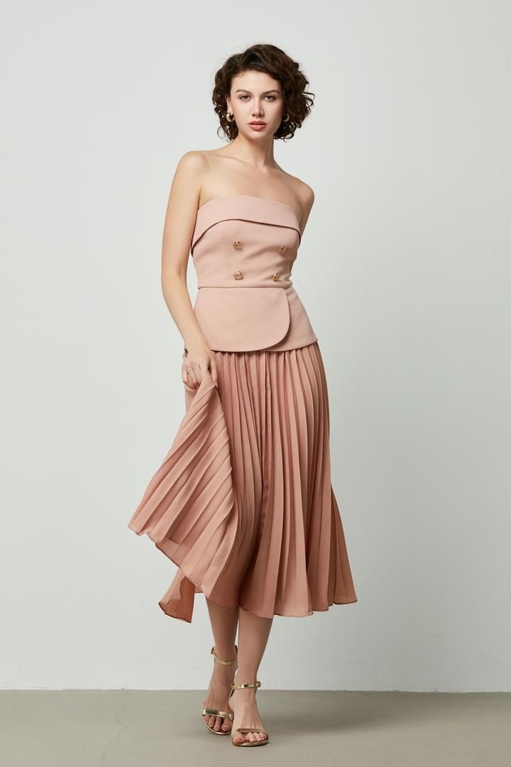 Peplum waist Pleated Skirt