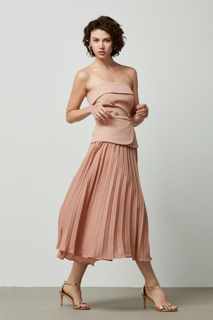 Peplum waist Pleated Skirt
