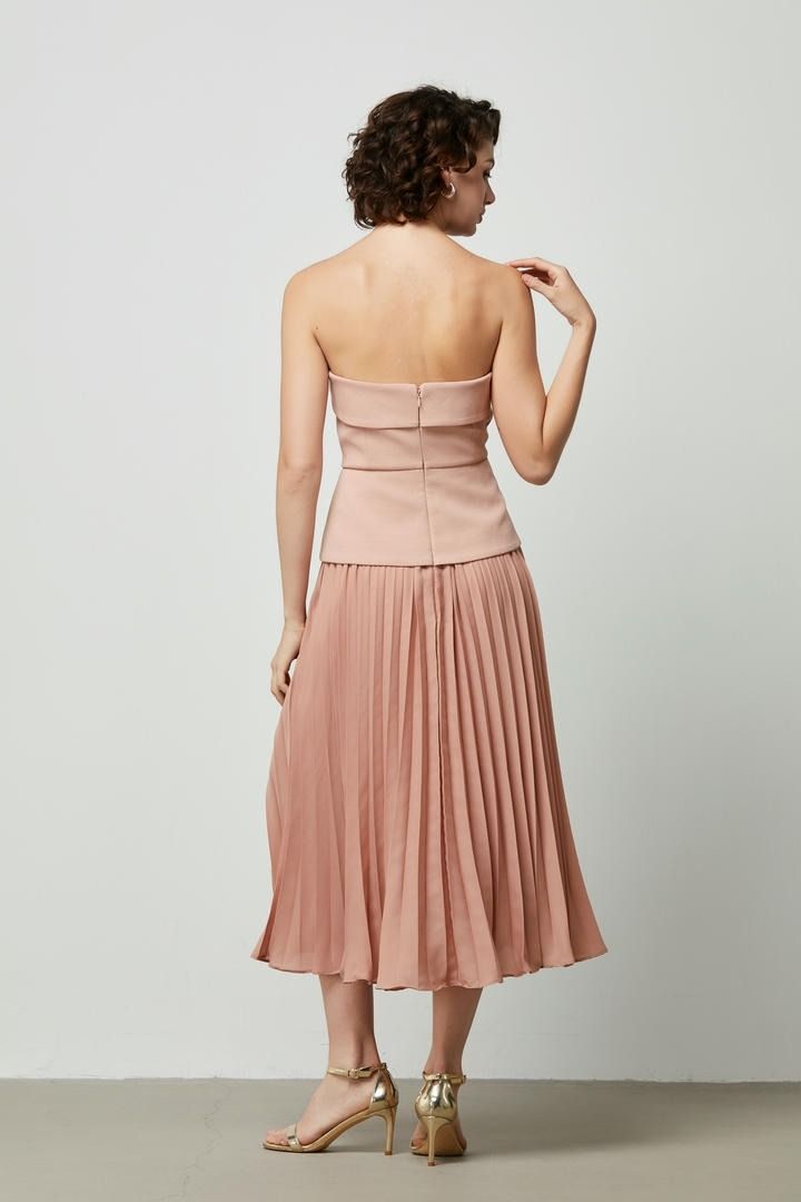 Peplum waist Pleated Skirt