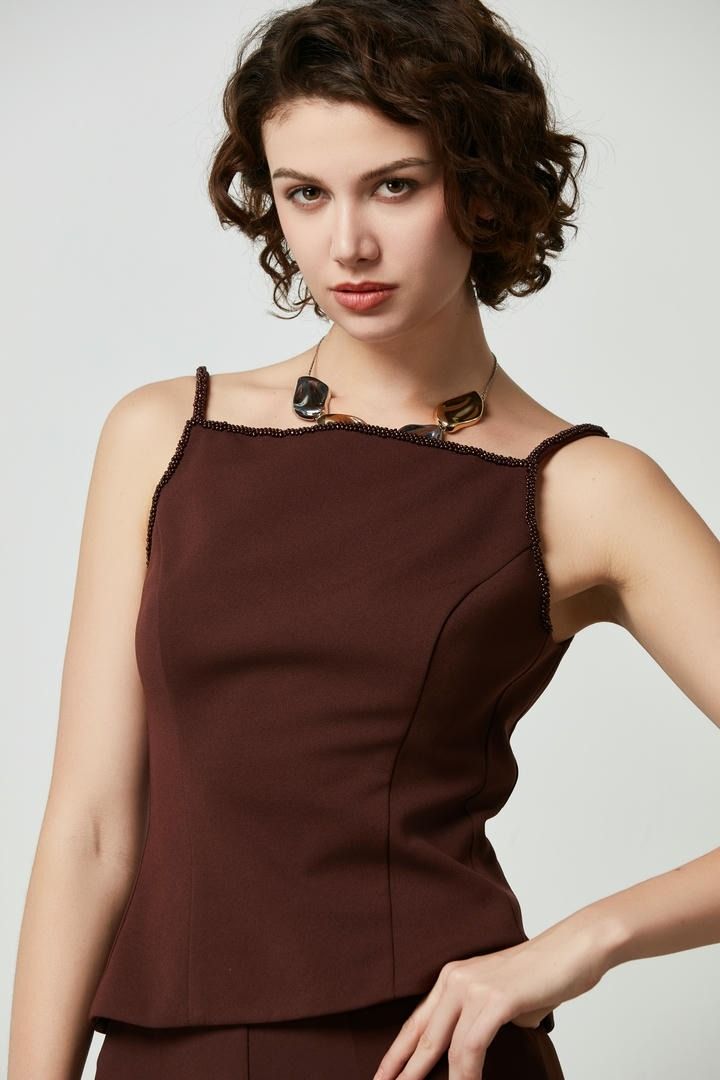 Beads straps Jersey Top