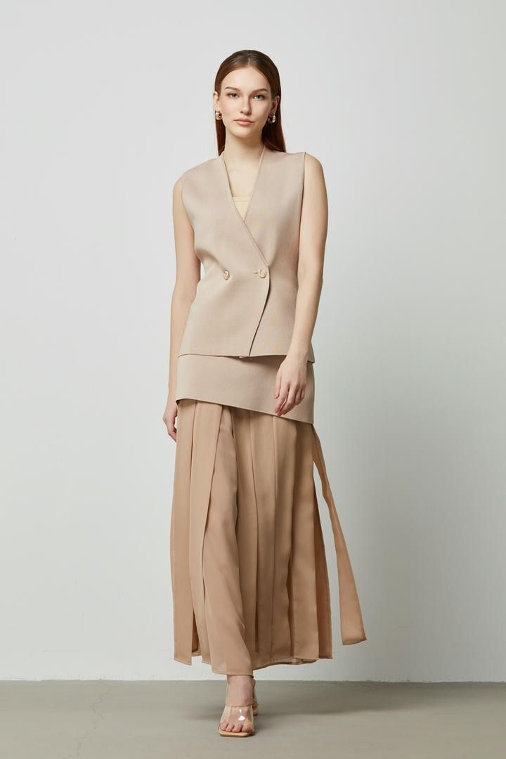 Chiffon Detail Knitted Skirt
