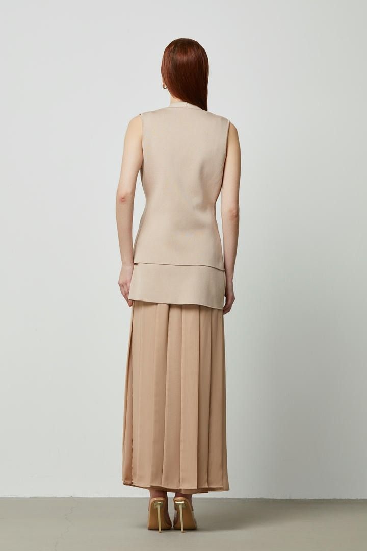 Chiffon Detail Knitted Skirt
