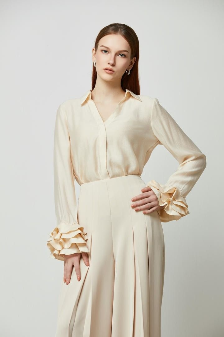 Statement ruffled Cuffs Blouse