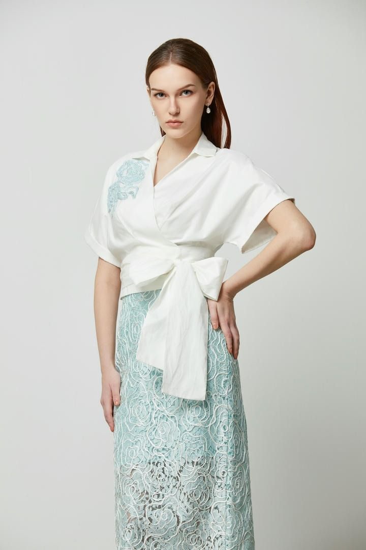 Embellished Wrap Blouse