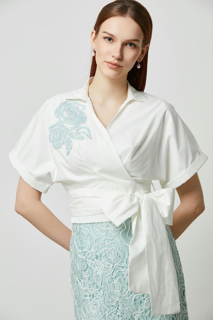 Embellished Wrap Blouse