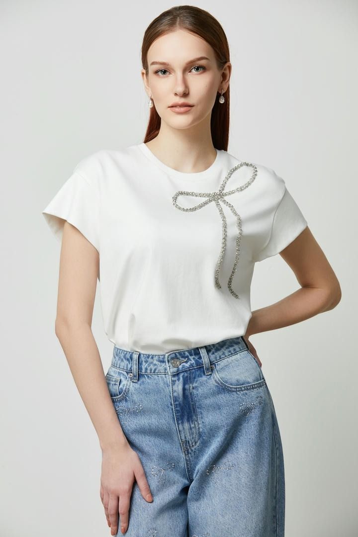 Bow-Embellished T-Shirt