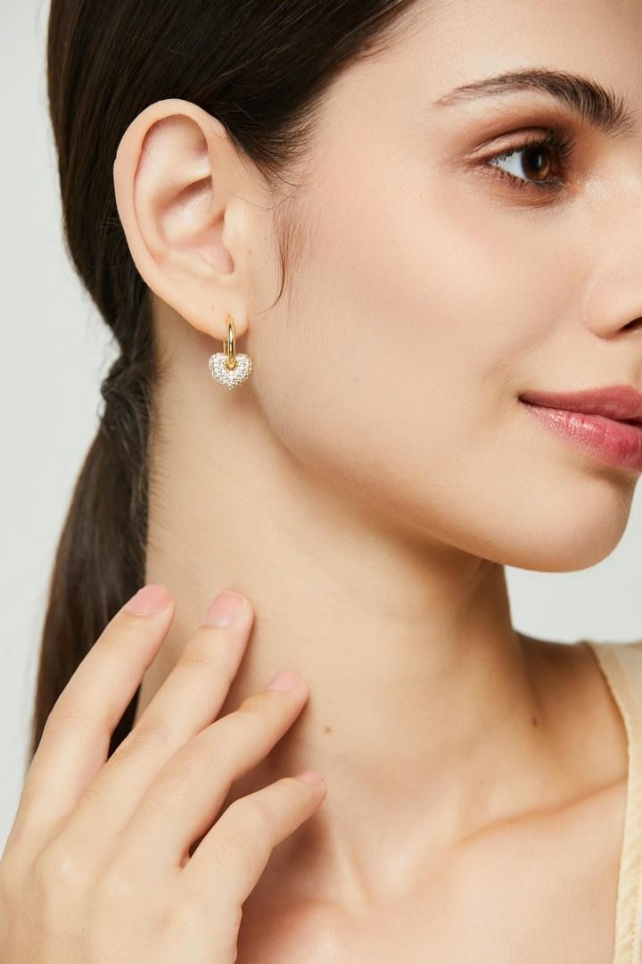 Sparkling Heart Charm Earrings