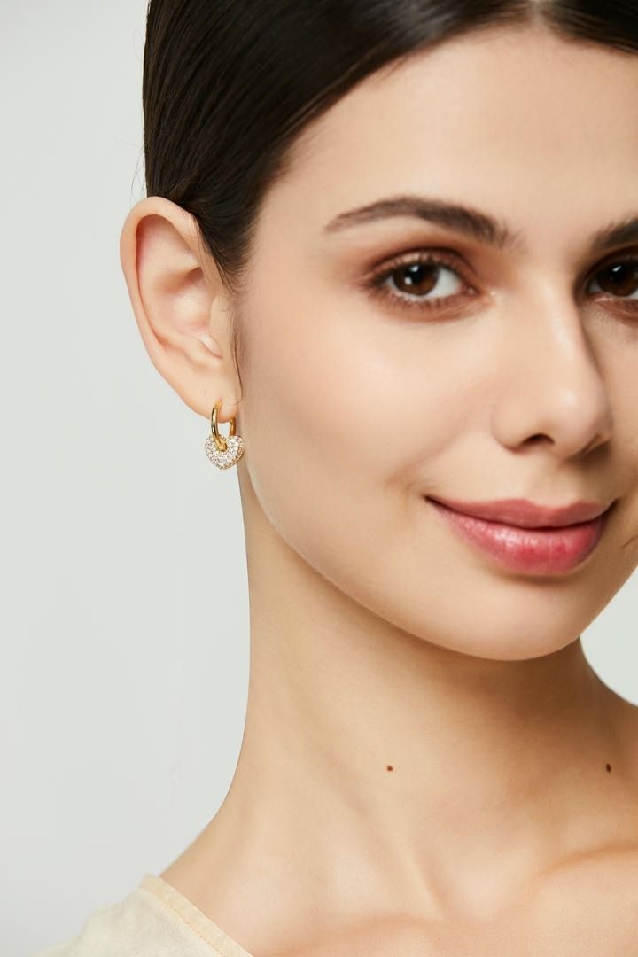 Sparkling Heart Charm Earrings