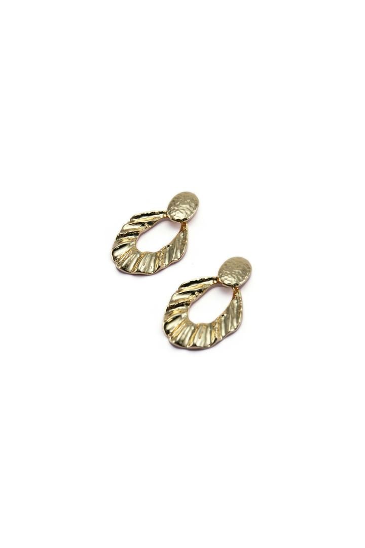 textured gold-tone drop earrings