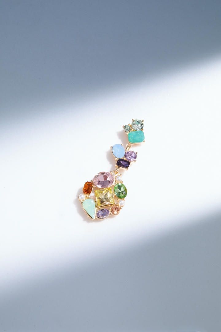 Colored uneven crystal earrings
