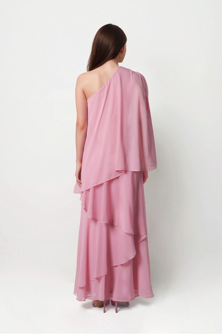 Radiant Layers One-Shoulder Gown