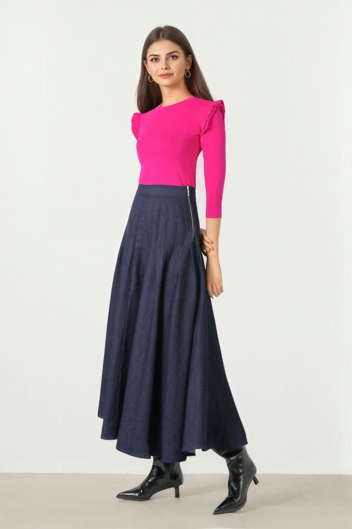Dark Blue Denim Skirt
