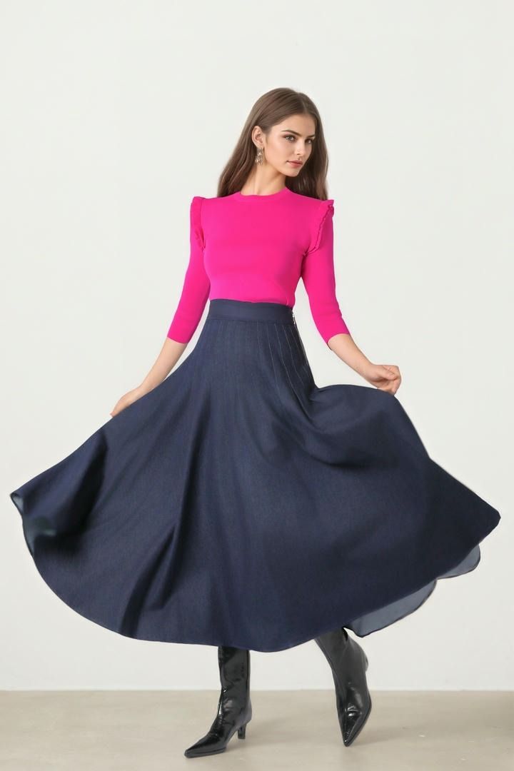 Dark Blue Denim Skirt