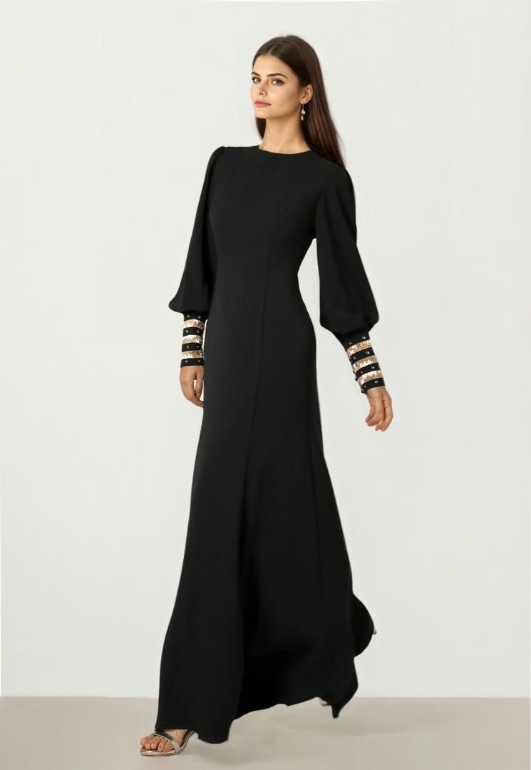 Black Crepe Maxi Dress