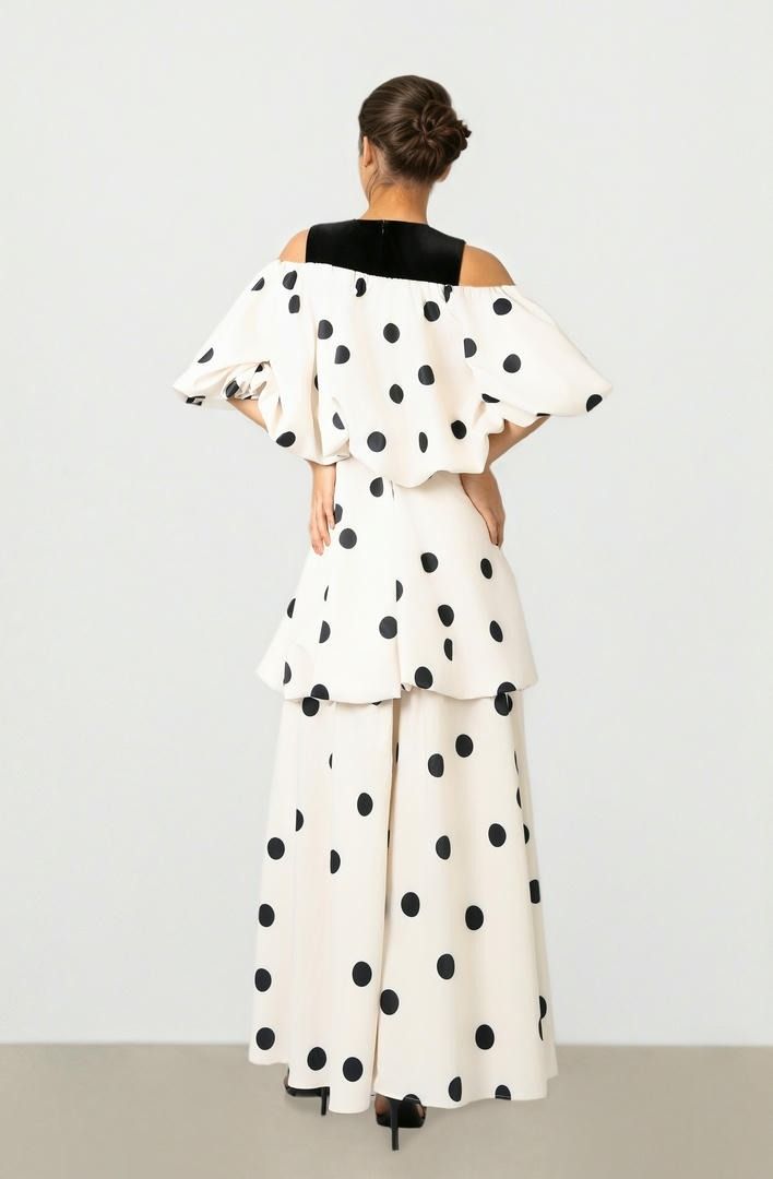 Velvet & Satin Polkadot Dress