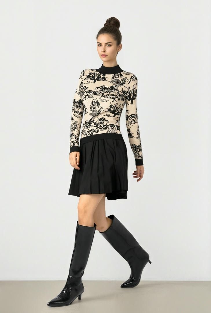 Printed Gold & Black Pullover