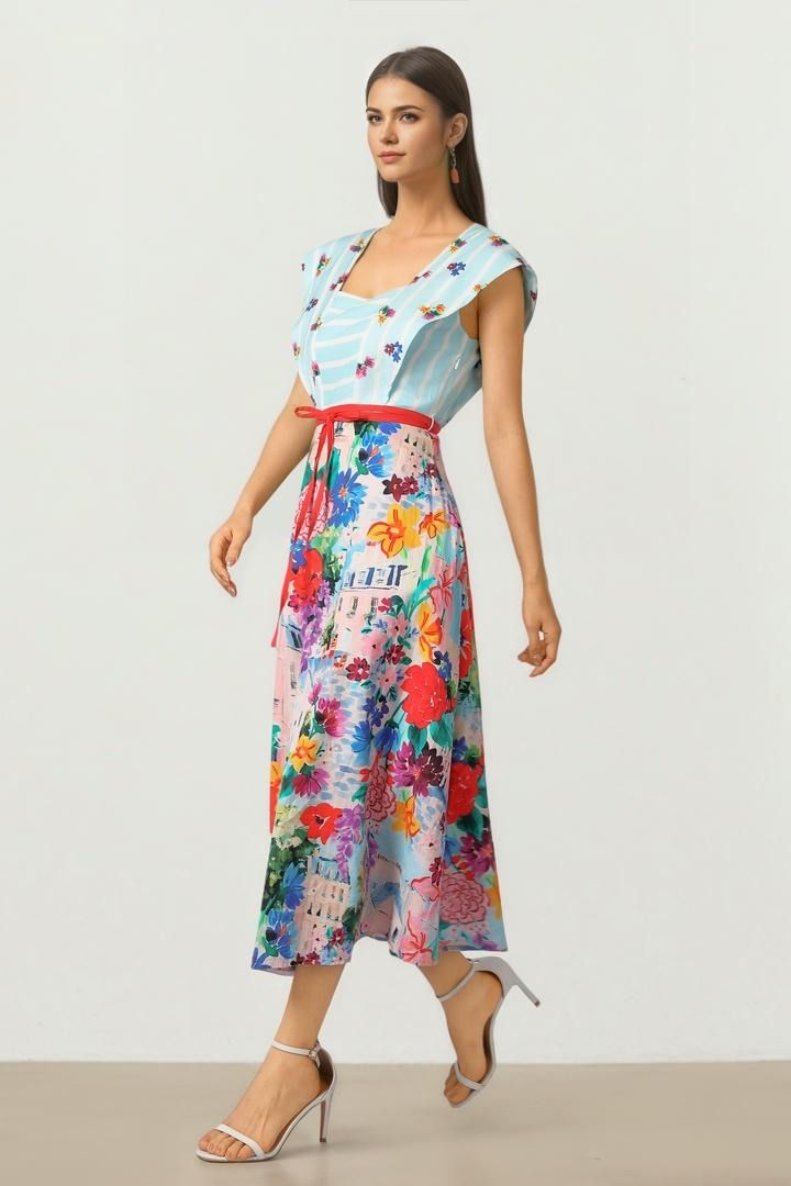 Stripe Floral Dress