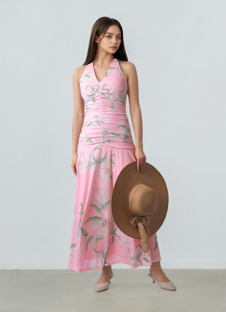 Ruched Printed Dress