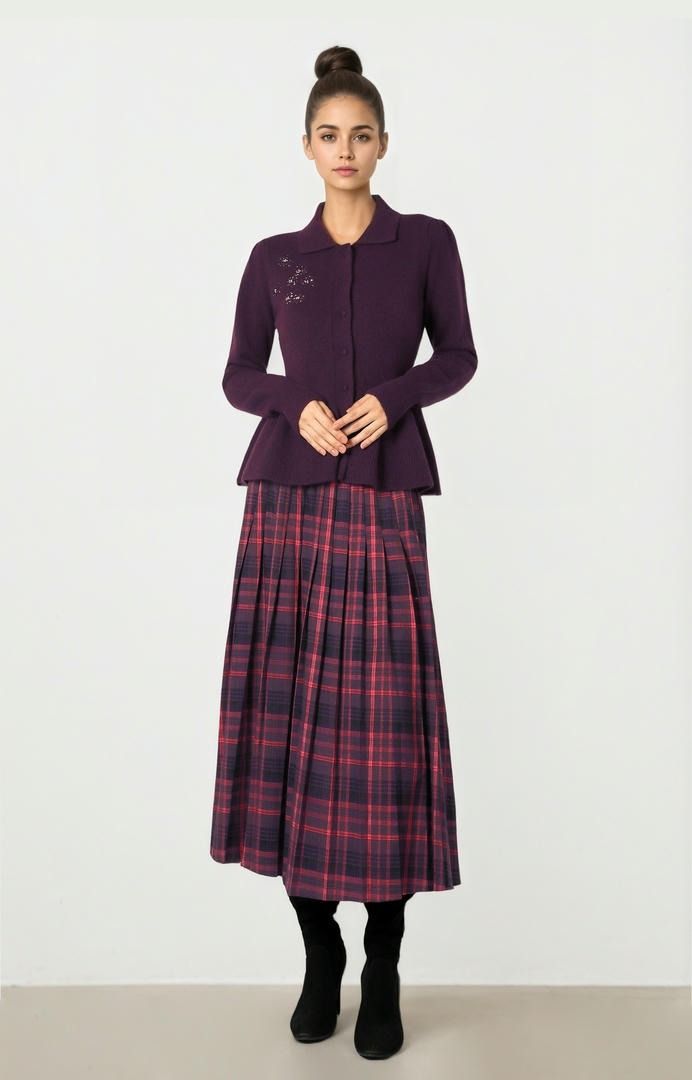 Dark Purple Button Knit