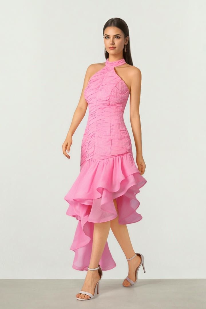 Asymmetric Ruffle Dress