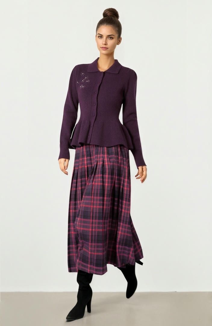 Dark Purple Button Knit